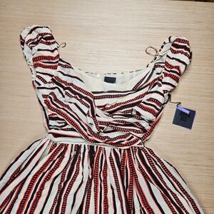 Anna‎ Sui Silk Striped Dress Women 13 Multi-Color NEW Designer Boho Target